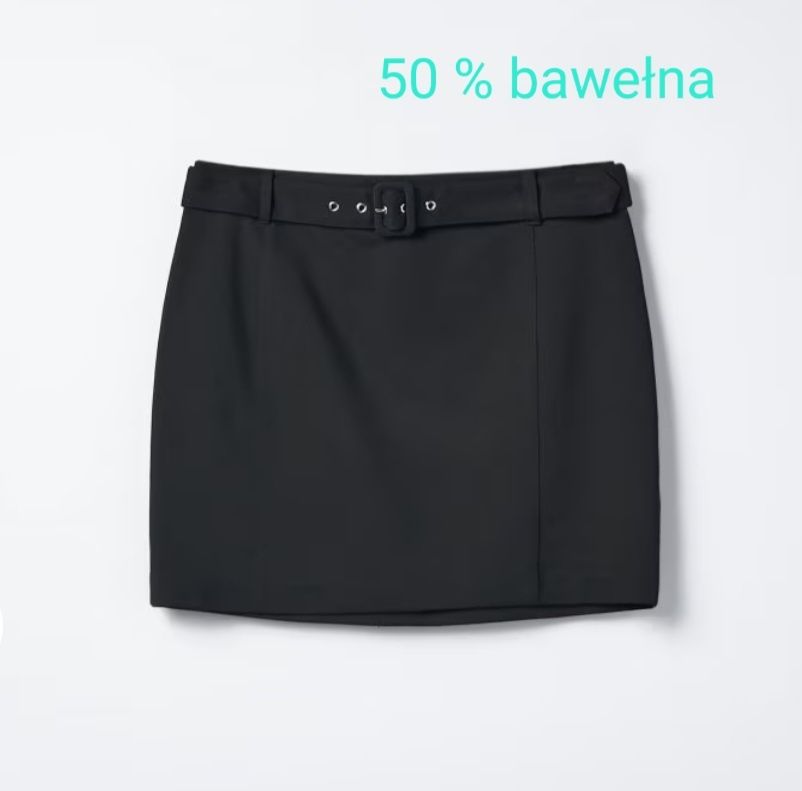 czarna bawełniana spódnica mini z paskiem z mohito r 36
