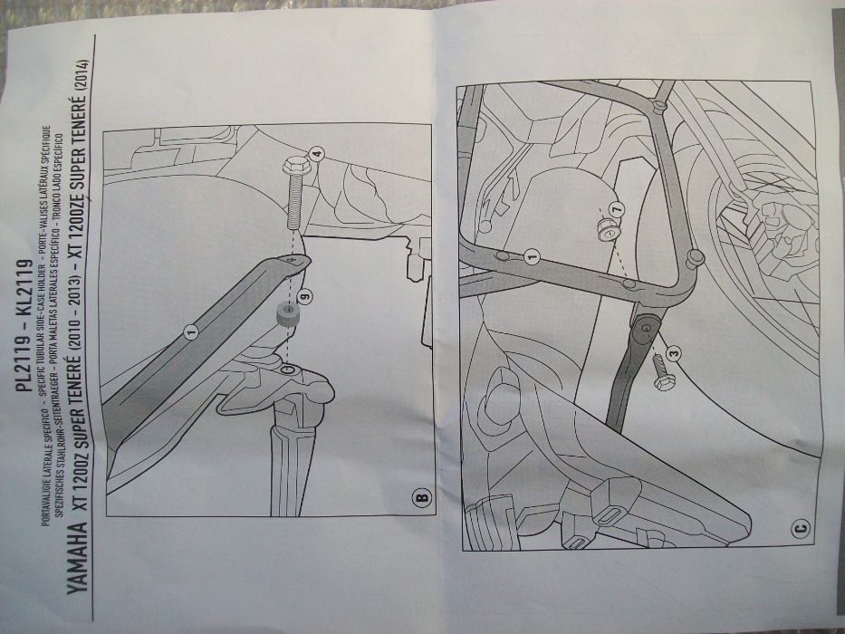 PL2119 GIVI stelaż bocz. YAMAHA XT1200Z Super Teneré (10>20) ZE(14>20)