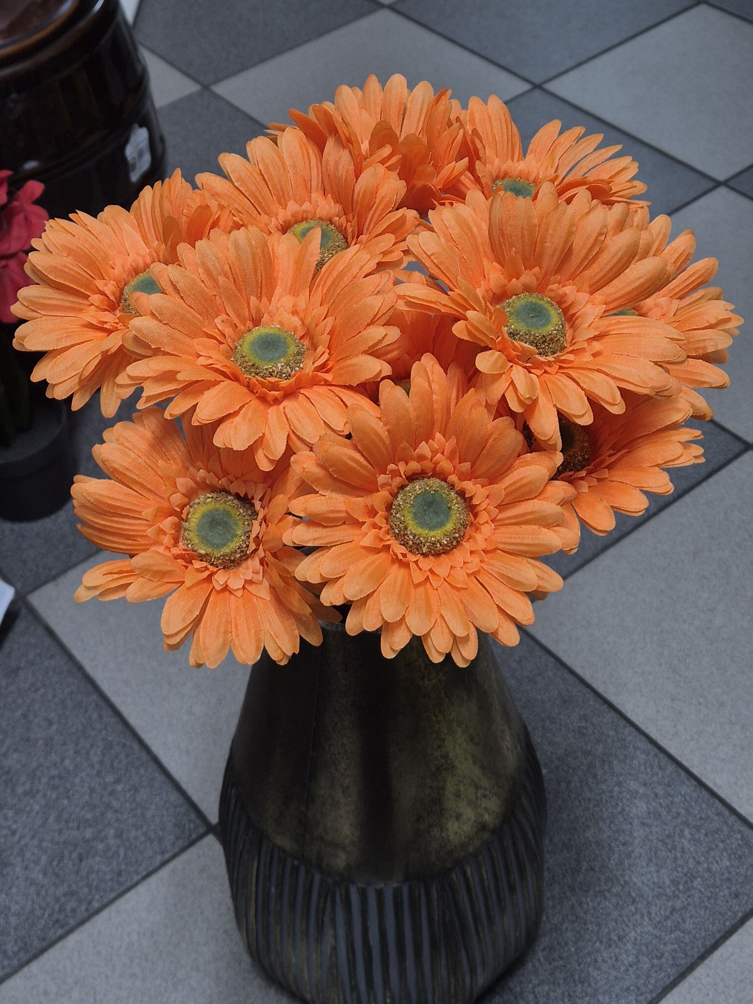 Gerbera sztuczna z łodygą 50 cm pomarańczowa średnica 10