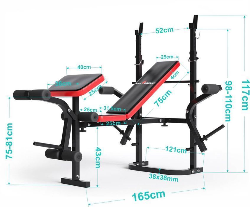 Zestaw do ćwiczeń 115kg z ławeczką PH 2132 sztanga / obciążenia 82 kg