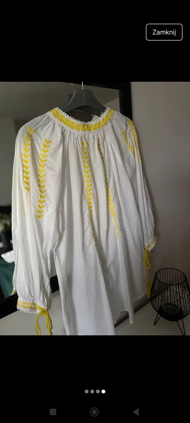 Koszula narzutka Zara 36/38 strój plaże biała boho haftowana