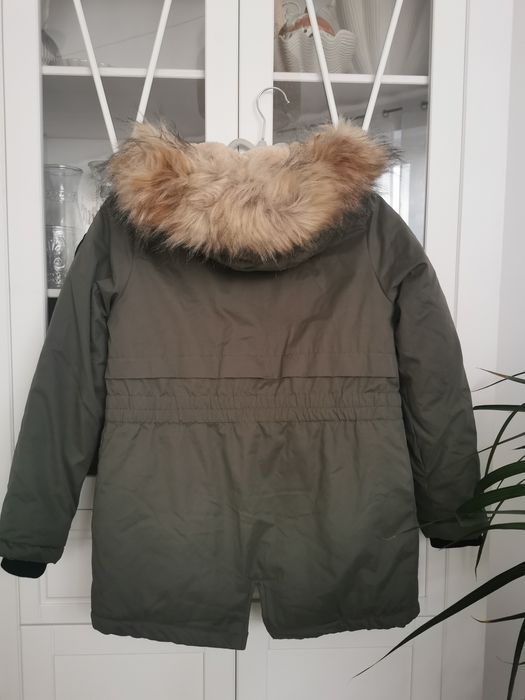 Nowa kurtka parka zimowa  khaki z kapturem r. 158 C&A