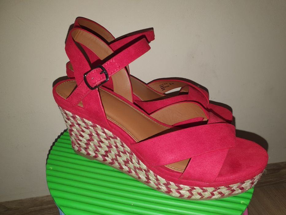 Next Forever Comfort czerwone buty sandały na koturnie Rozmiar 38