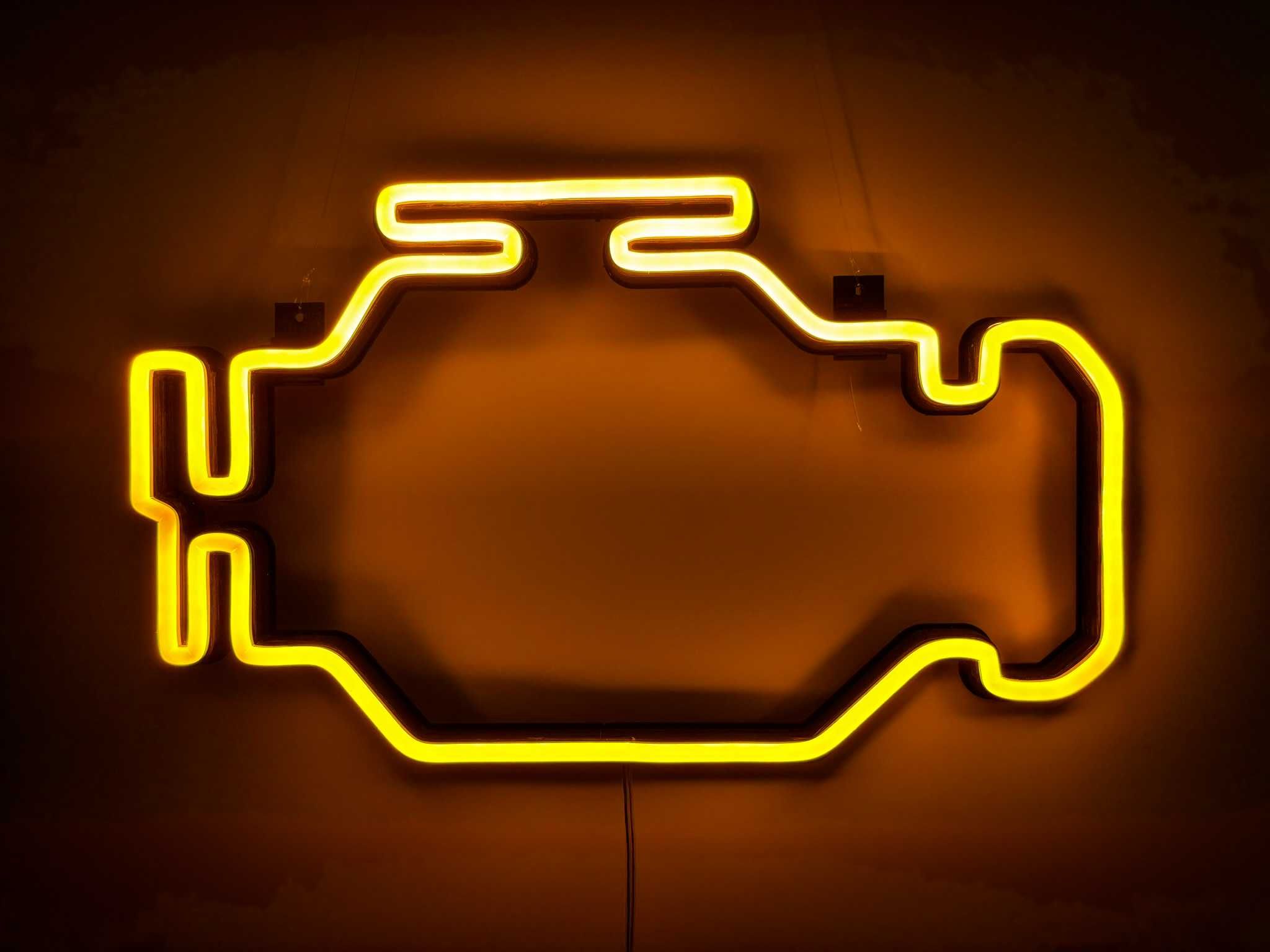 Неонова вивіска "Чек Check engine" жовта, 400*240 мм, світлодіодна