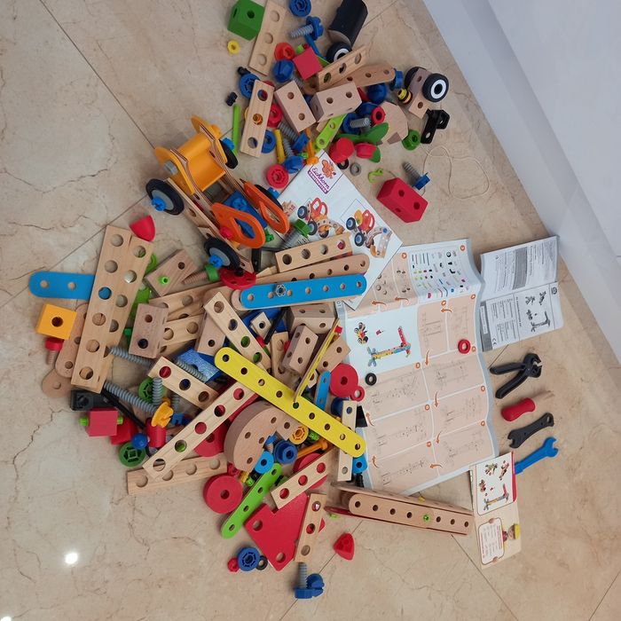 Klocki drewniane konstrukcyjne z narzędziami 3 zestawy