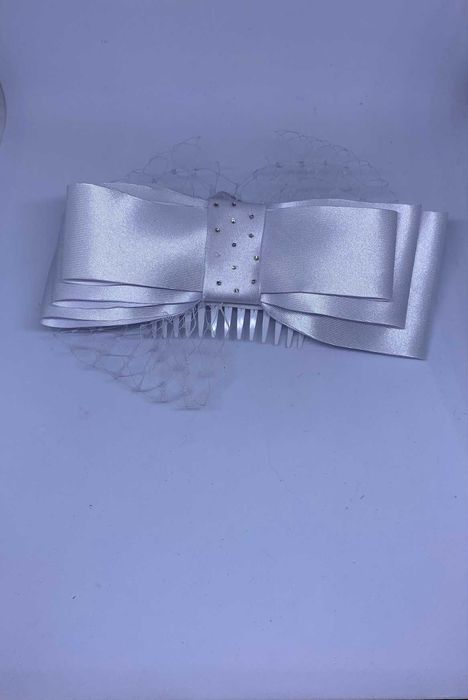 Nowa Kokówka Ślubna z Woalką Kokarda Biała Grzebyk Elegancka Outlet