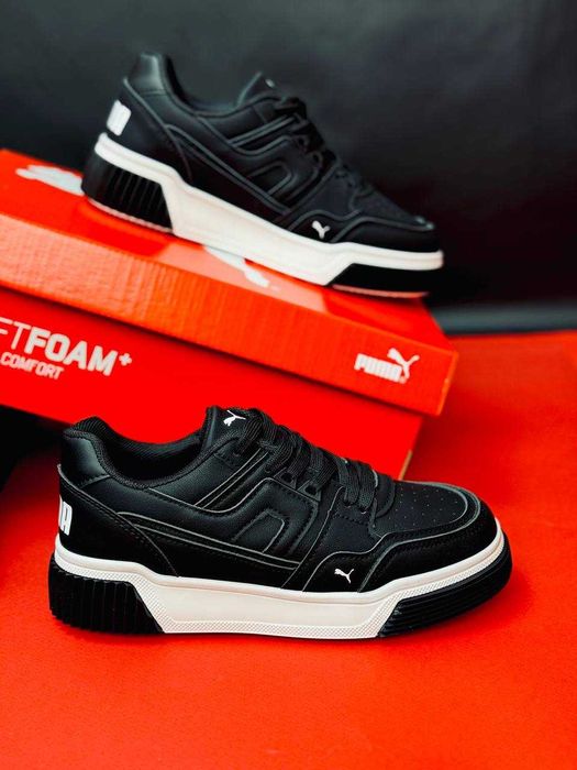 Цена за пару женские кроссовки пума черные натуральная кожа
