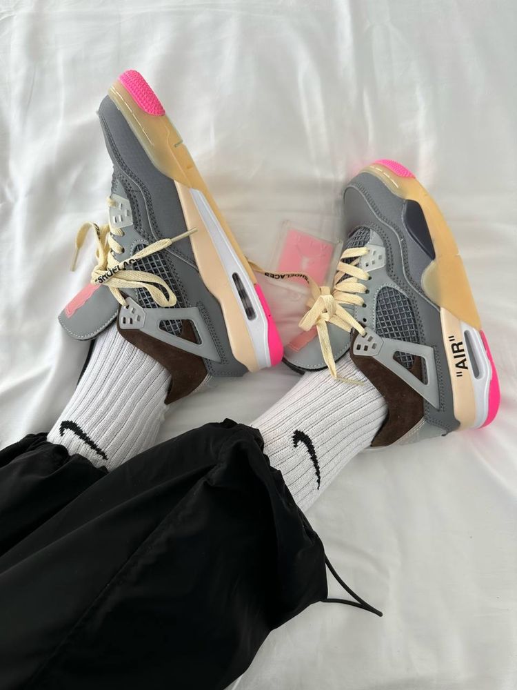 Buty damskie Nike Air Jordan 4 x Off White grey pink