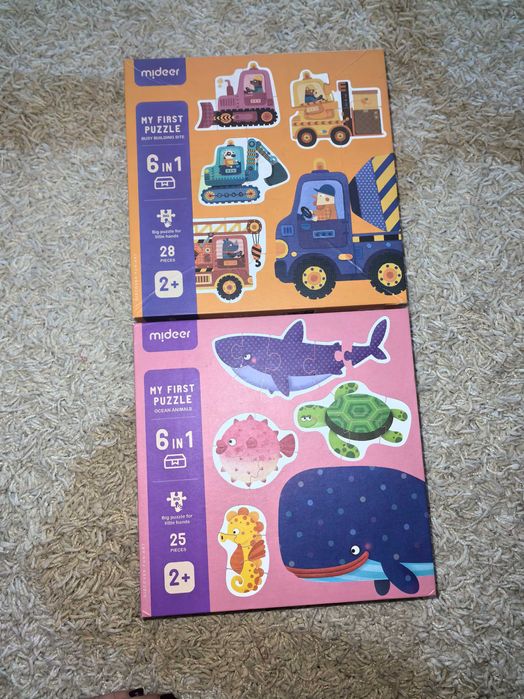 пазли mideer 2+ машини, риби