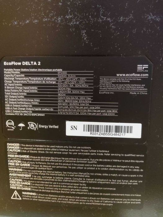 Зарядная станция Ecoflow Delta 2 110-220v (USA)