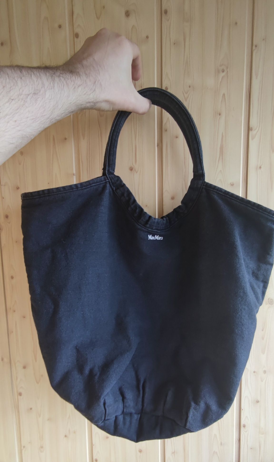 Сумка Max Mara tote bag серая коттон 100%