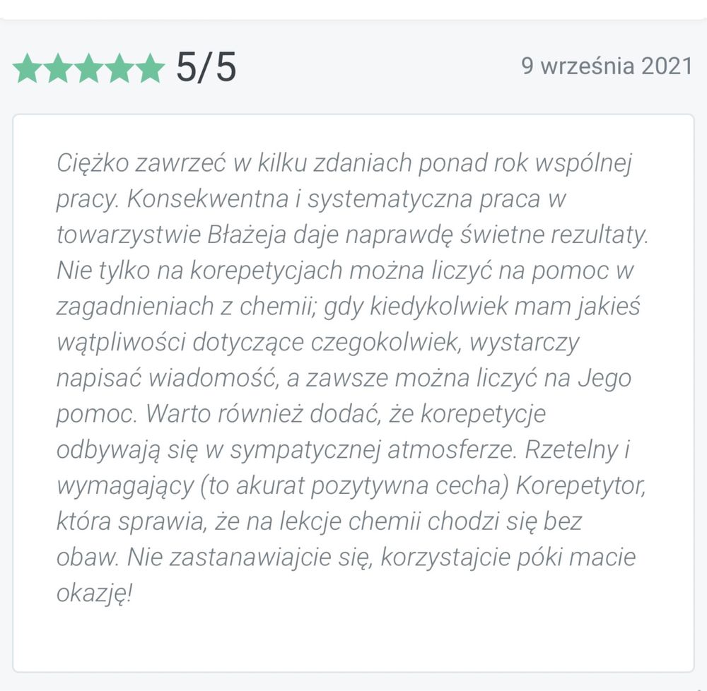 Korepetycje chemia