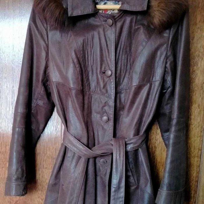 Плащ - пальто. Натуральна шкіра (нубук)