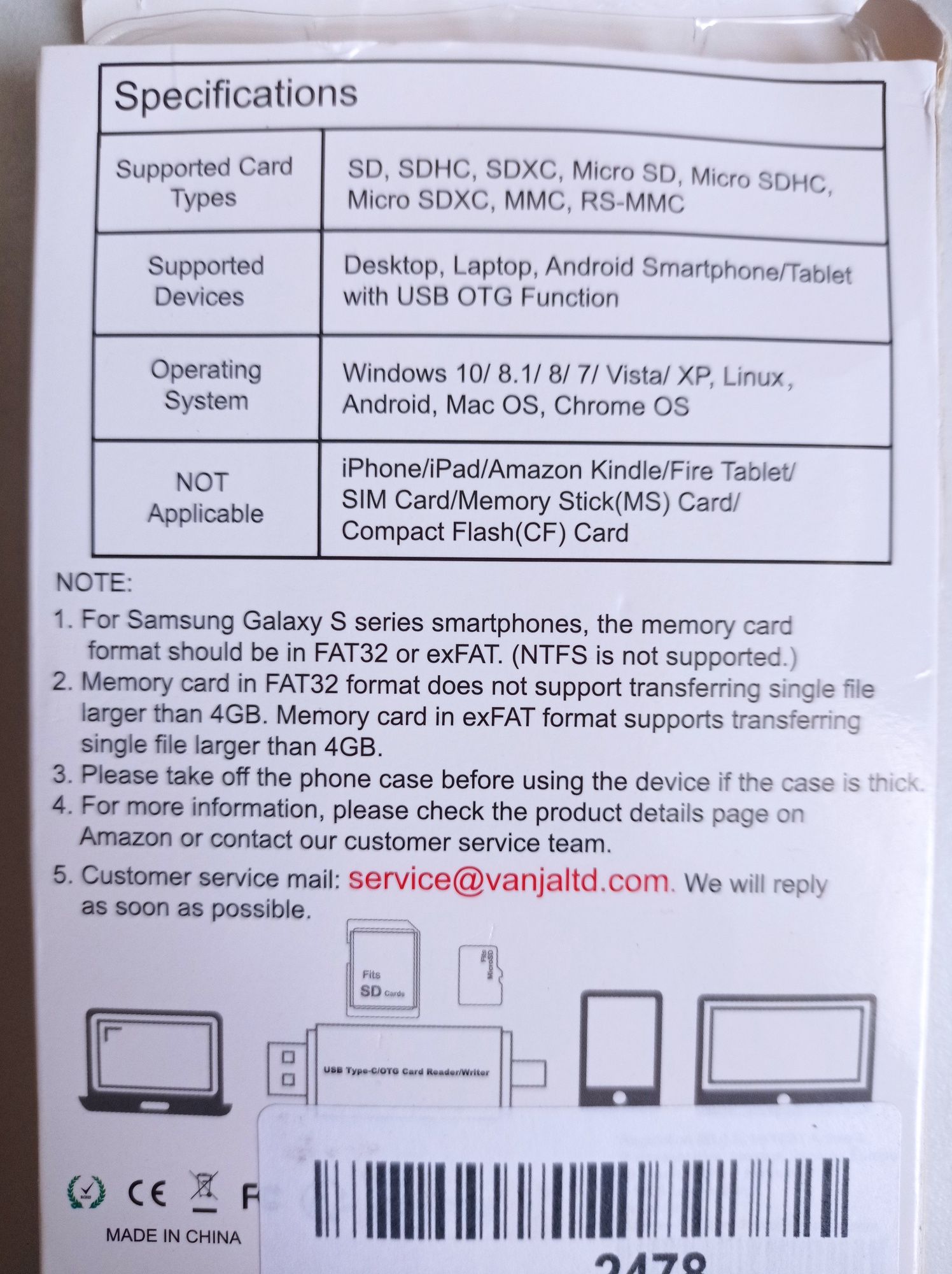 Vanja USB Card Reader/Writer/ OTG Adapter