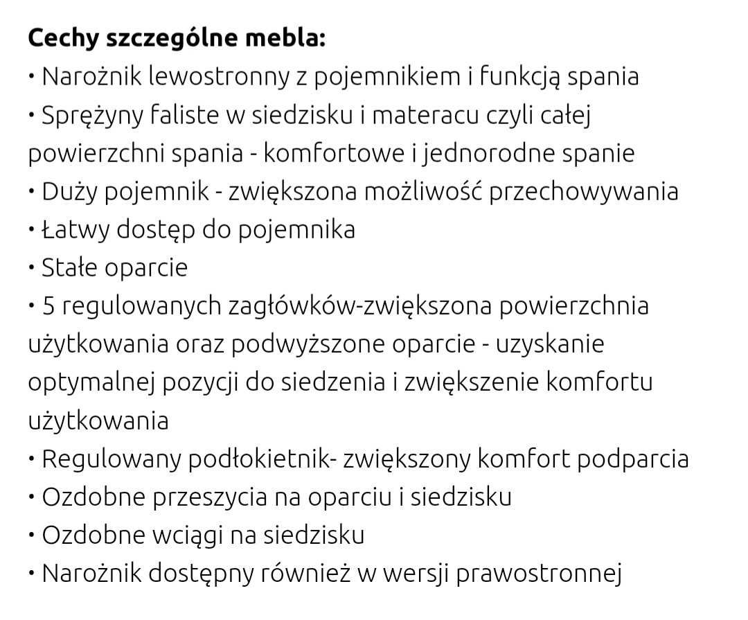 NAROŻNIK z funkcją spania , bardzo dobry stan.