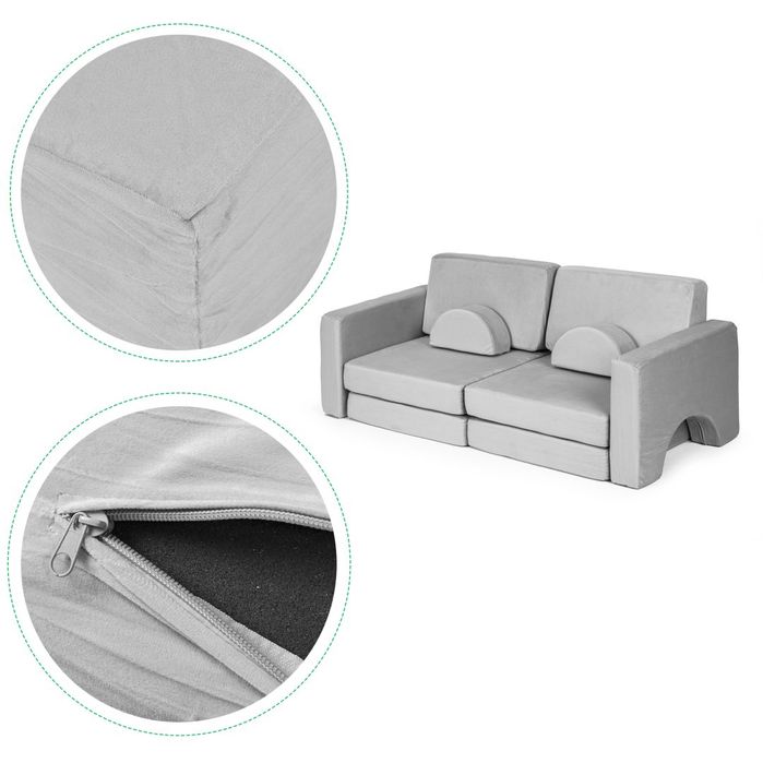 Sofa składana modułowa dla dzieci duża 2 osobowa DIY 8 miękkich poduch