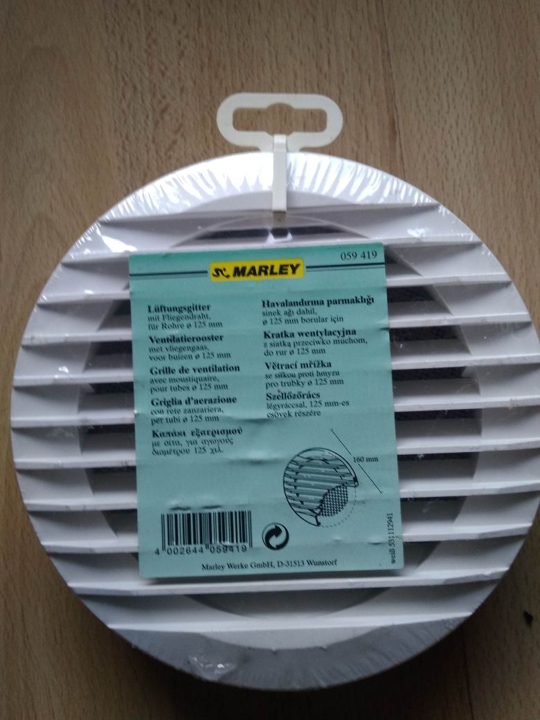 Kratka wentylacyjna zewnętrzna Marley fi 125, z siatką na owady - nowa