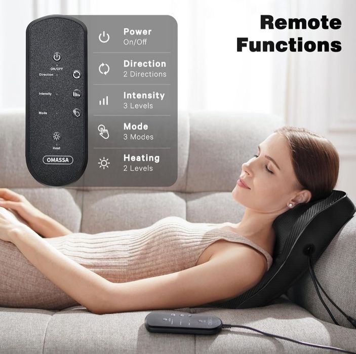 Масажер для спини, шиї з підігрівом, 3D-масажна подушка для розминання