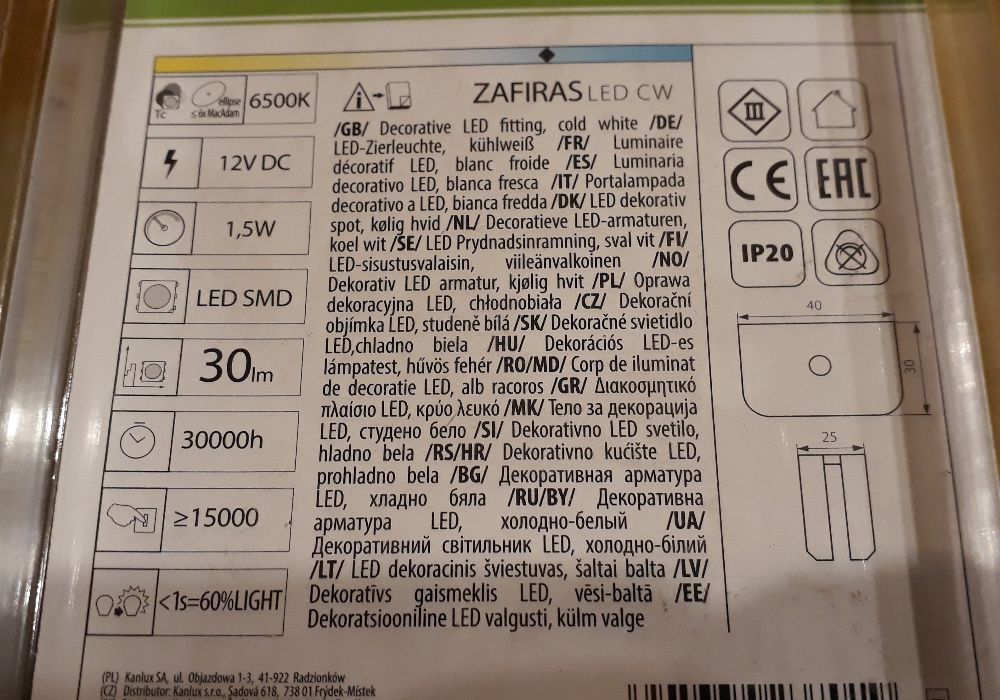 Meblowa oprawa dekoracyjna LED Kanlux podswietlenie stołu