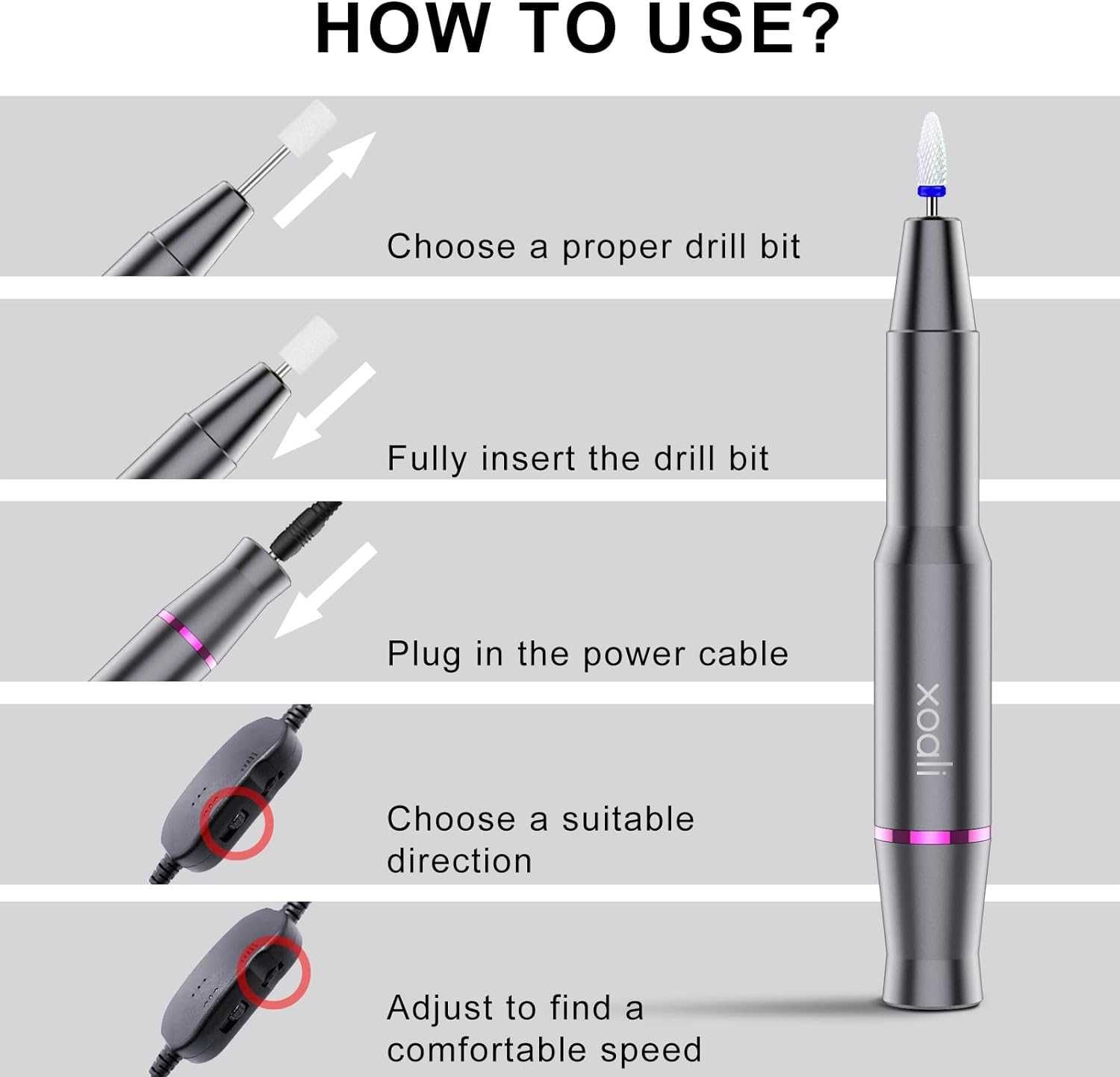 Професійний USB- фрезер, ручка для манікюру Xoali nd02 25000 об/хв