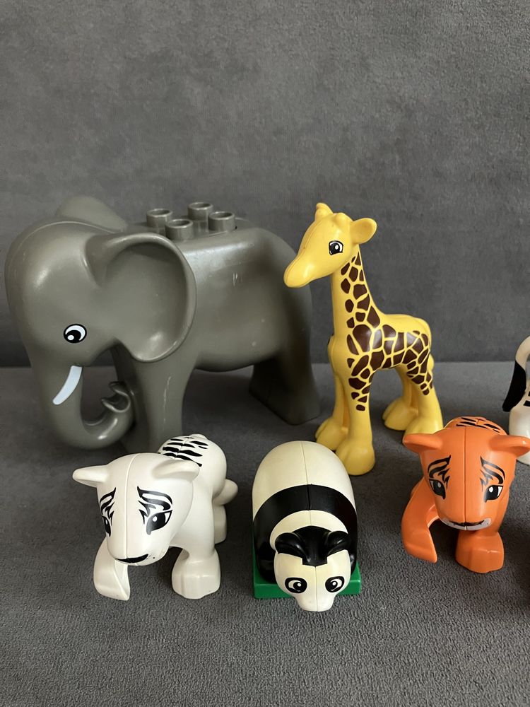 Lego duplo zoo, słoń, żyrafa, małpa, zebra