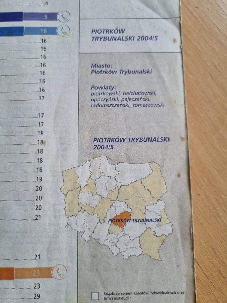 Książka telefoniczna Piotrków Trybunalski I powiaty 2004/5.