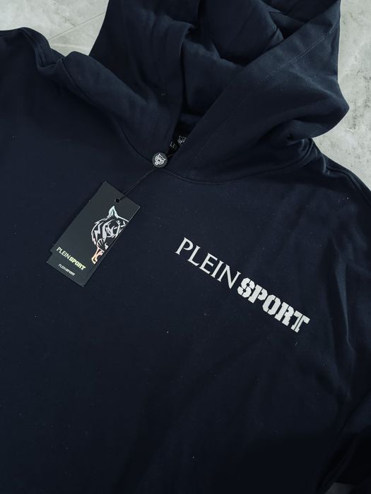 Granatowa męska bluza z kapturem i charakternym logo r. XL Plein Sport