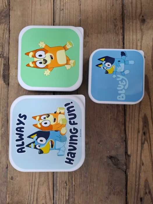 Zestaw 3 śniadaniówek, pies Bluey, nowe, z Primarku