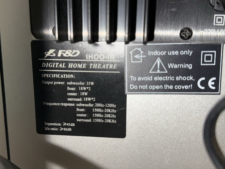 Акустична система F&D IHOO-IR 5.1 Home Theatre -потужний звук для дому