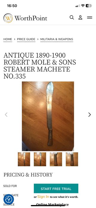 Мачете 1890. Первая мировая , Англия . Robert Molle