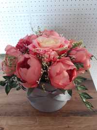 Stroik ozdoba kwiaty dekoracja na stół wiosna handmade róża