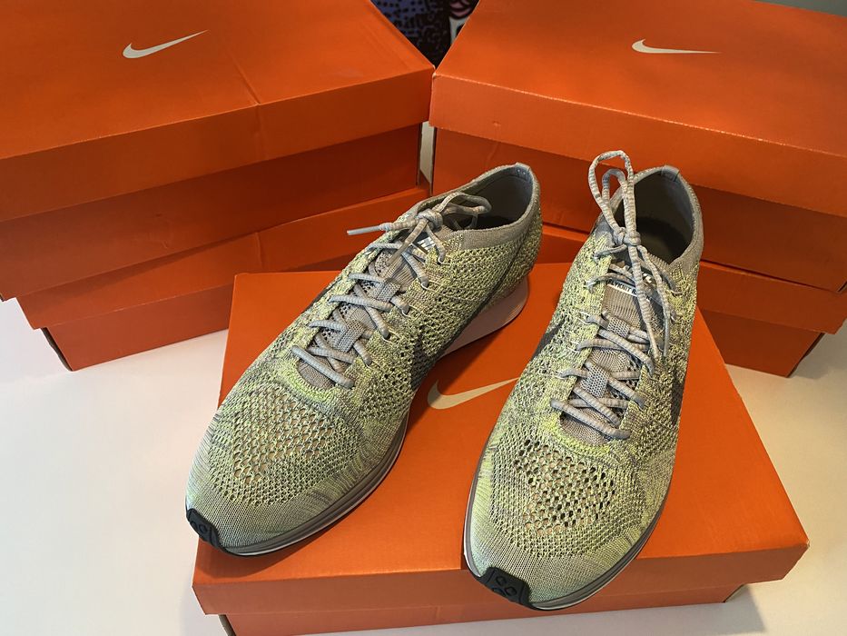 Nike Flyknit Racer White/Cool Grey - Ghost Green Ultraboost