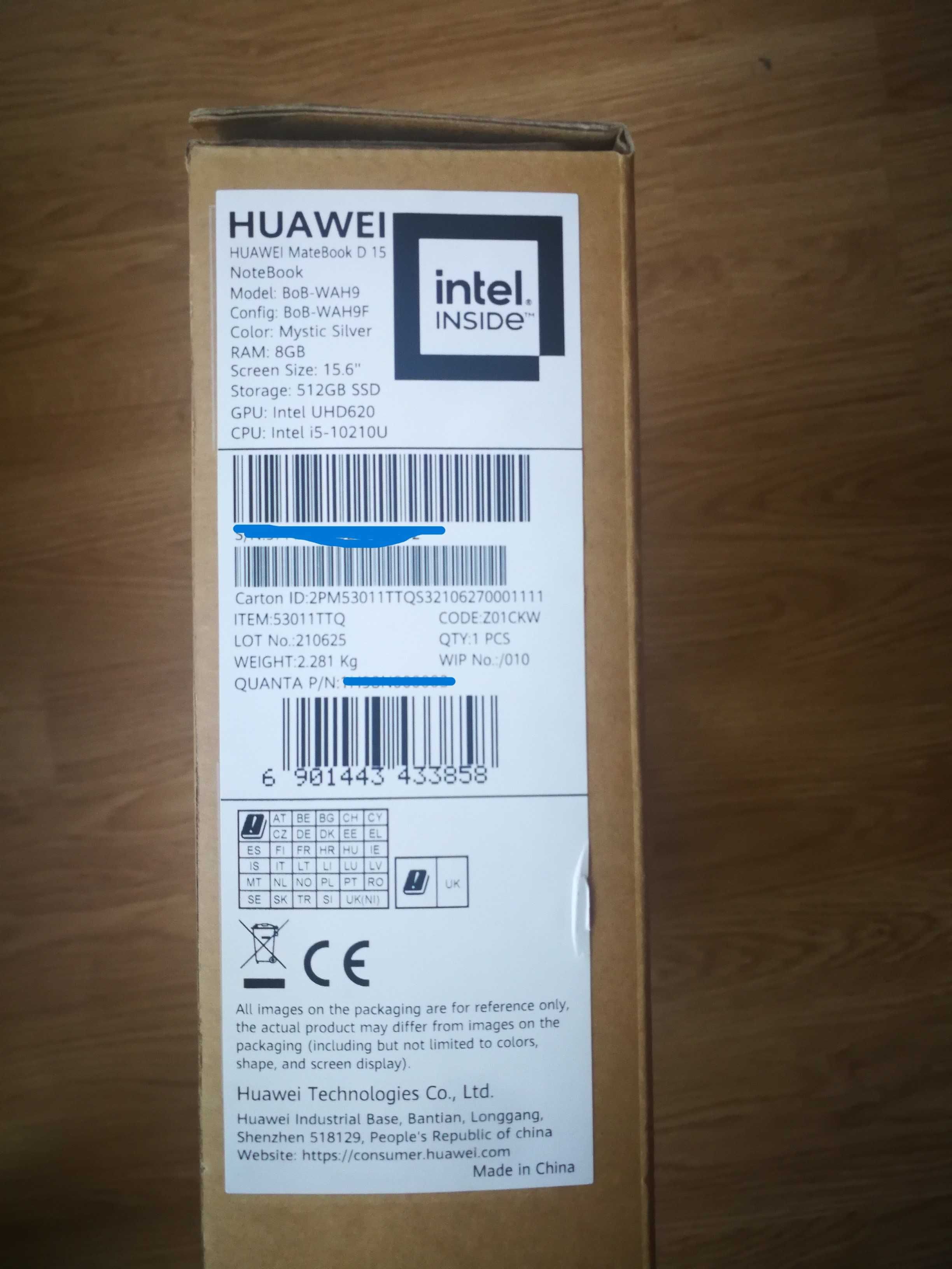 Laptop MateBook D15 I5-10210U 8GB/512/ Win11  Nowy