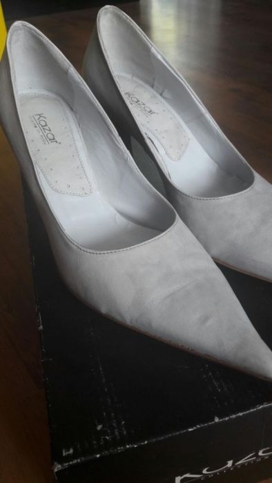 Buty NOWE szpilki KAZAR 39 szaro niebieskie