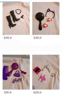 Akcesoria dla lalek barbie- My Scene buty/torebki/szczoteczki dla włos