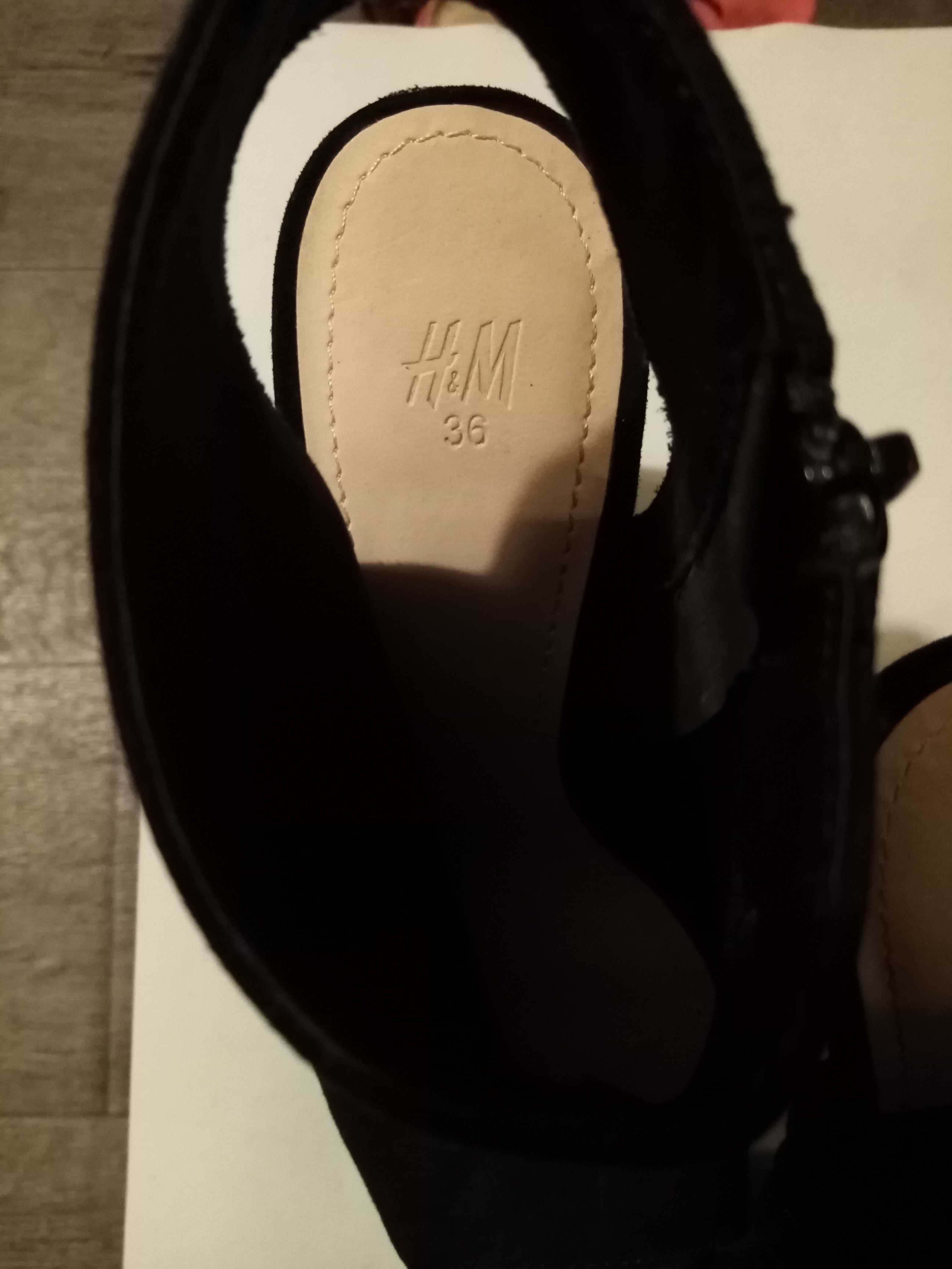 Buty zamszowe na obcasie H&M rozmiar 36