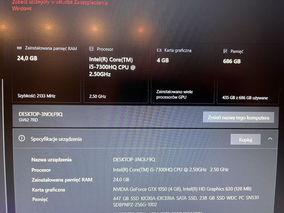 Laptop Gamingowy Msi GV62RD