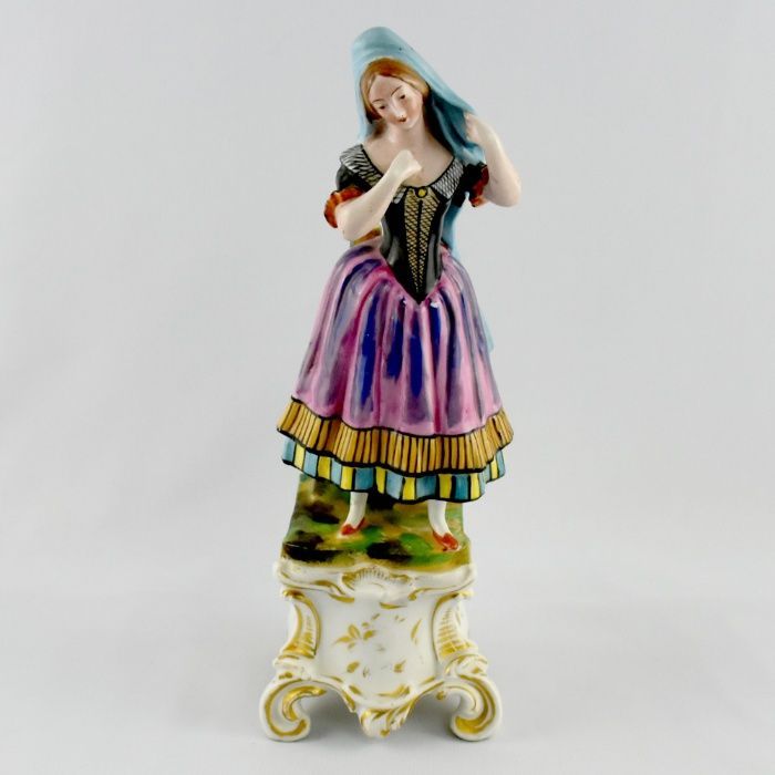Frasco em forma Figura Feminina Porcelana Vieux Paris, séc. XIX