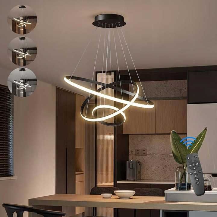 KSIBNW Nowoczesny Żyrandol LED 3 Pierścienie 45W