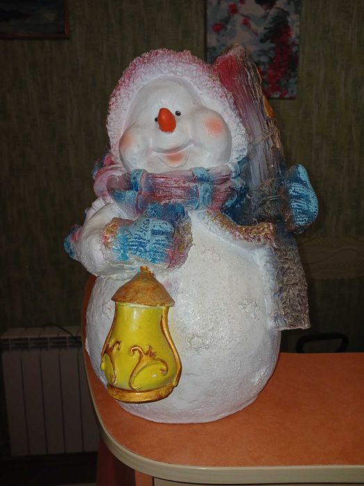 Сніговик гипсовий під ялину або садовий декор