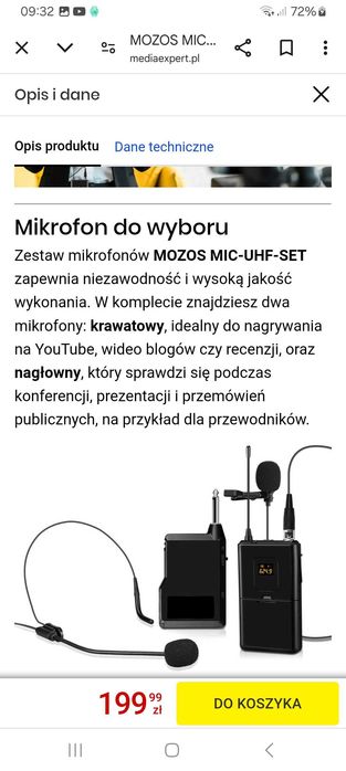 Mikrofon bezprzewodowy nauszny