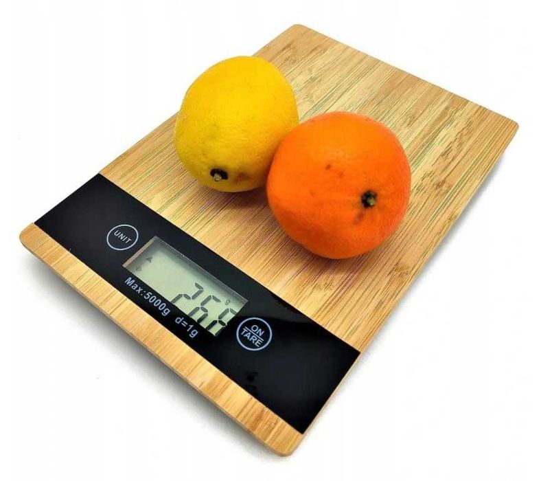 WAGA KUCHENNA TACA Bambusowa Elektroniczna LCD do 5 kg / 1 g. Tara