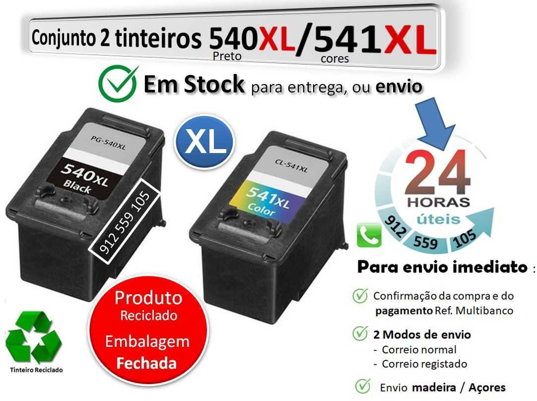 Conjunto 2 Tinteiros recicladoS CANON 540XL PRO + 541 XL PRO