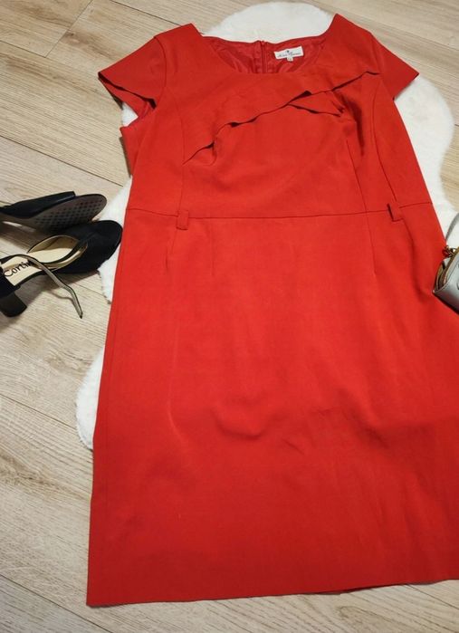 Czerwona elegancka sukienka 5XL 50 wesele chrzciny komunia impreza