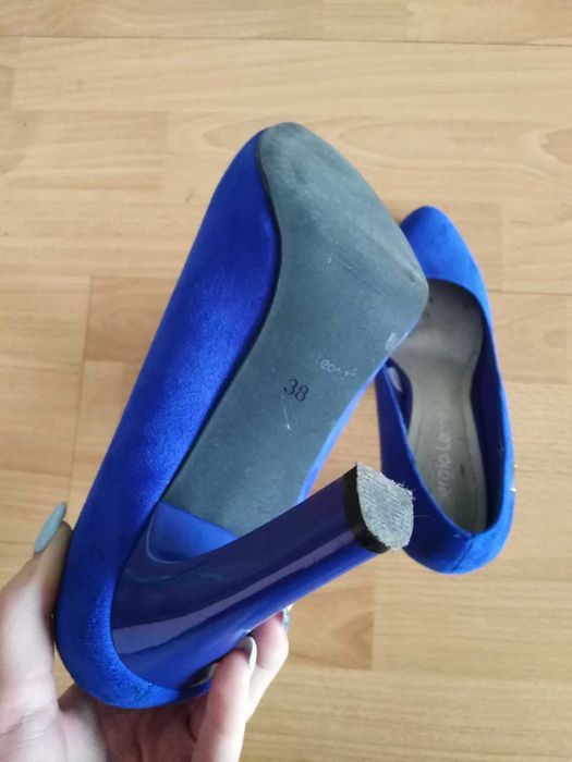 Kobaltowe buty na obcasie Sergio Leone