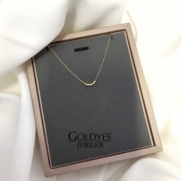 Złoty łańcuszek naszyjnik z diamentowanymi kulkami  pr 585 14k