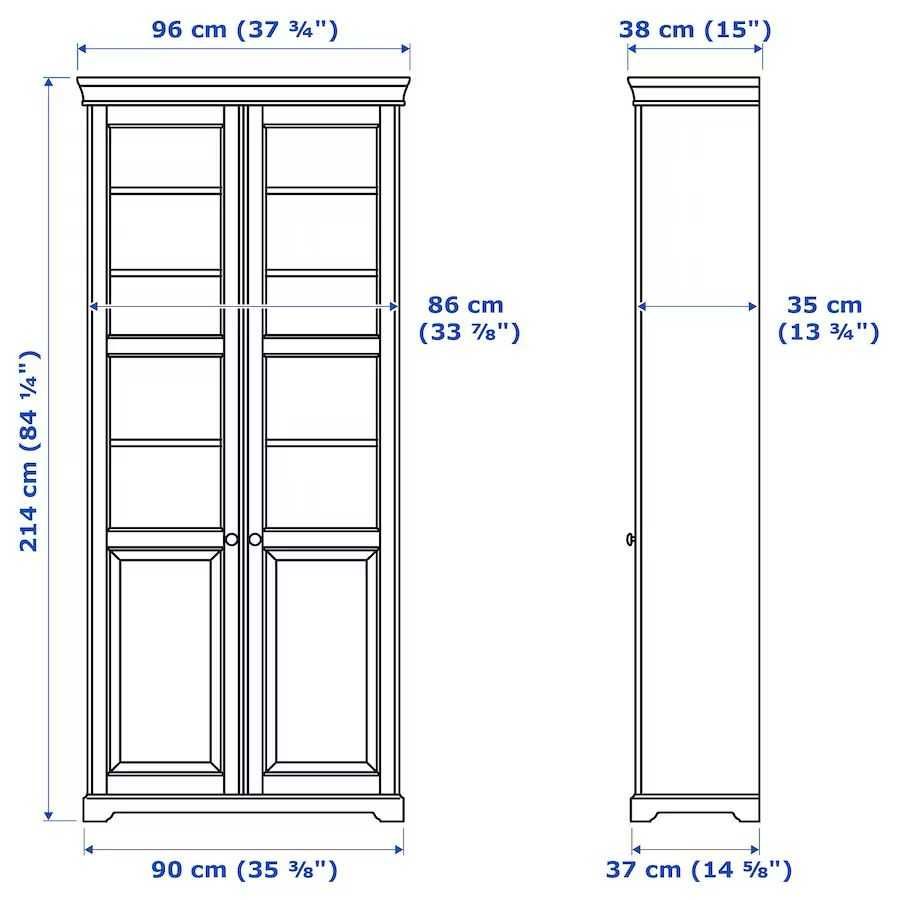 Estante branca com portas de vidro, 96x214 cm