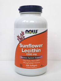 Подсолнечный лецитин Now Foods, 1200 мг, 200 капсул / порошок, 454 г