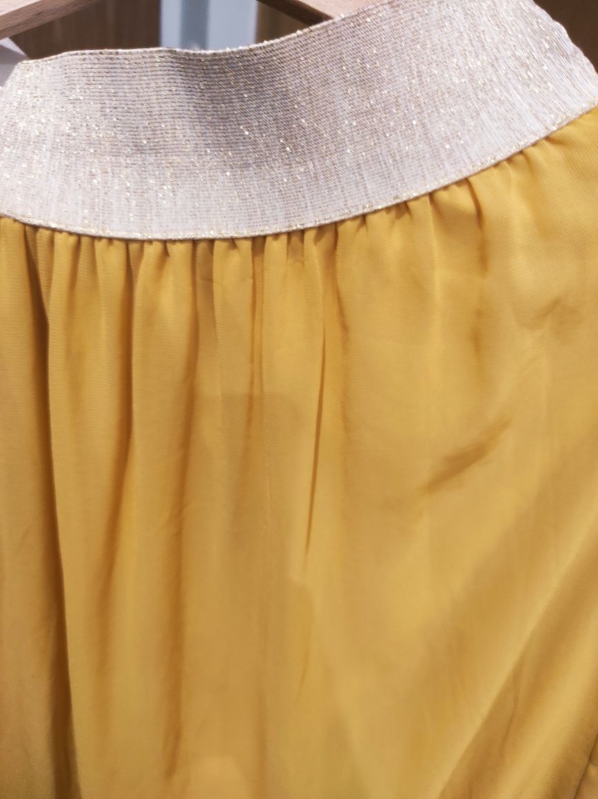 Długa żółta lekka przewiewna spódnica 42