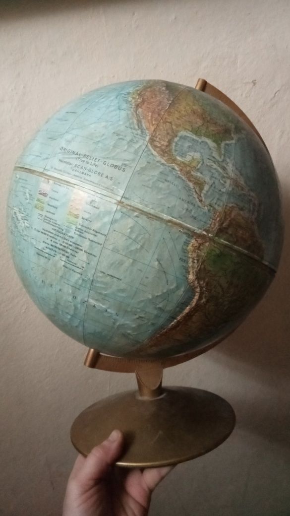 Stary globus sfera sygnowany Stare granicę Polski II RP podstawa metal